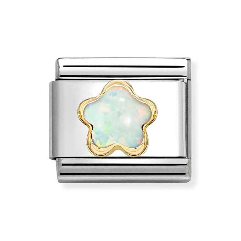 Nomination CLASSIC Gold White Opal Flower Charm