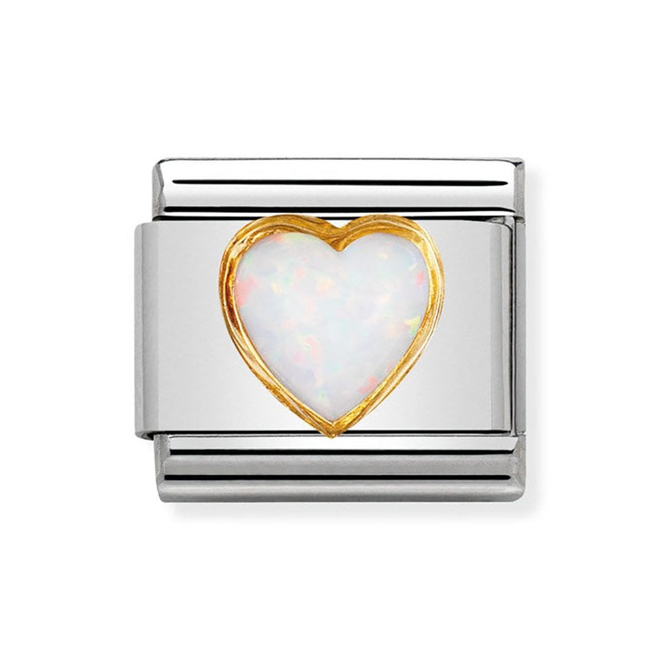 Nomination CLASSIC Gold White Opal Heart Charm