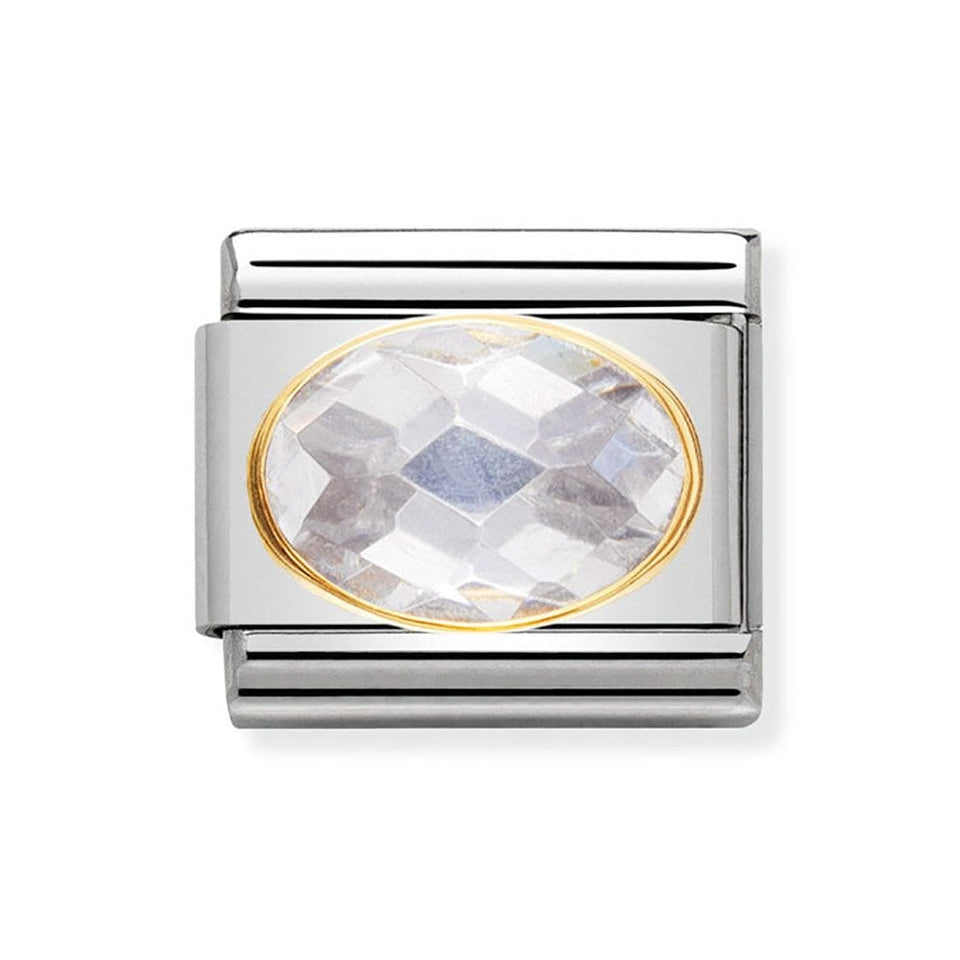 Nomination CLASSIC Gold White Oval CZ Charm
