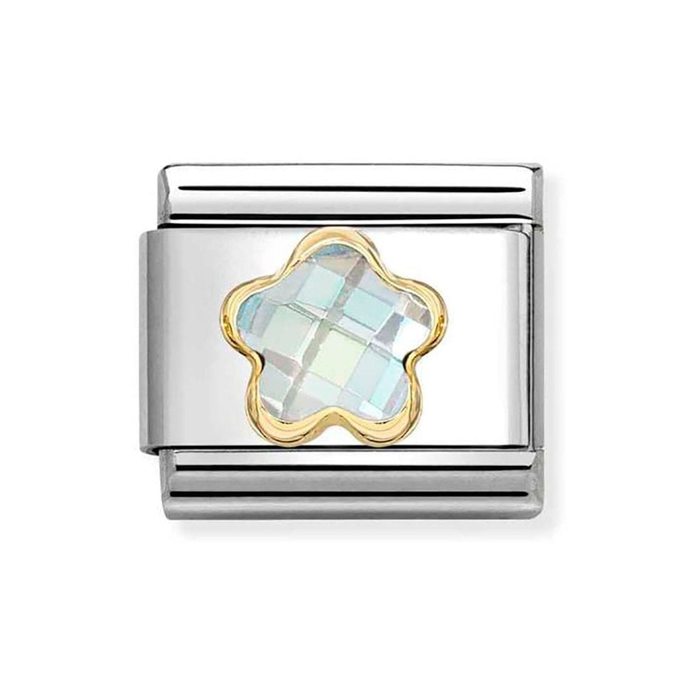 Nomination CLASSIC Gold White Stone Set Flower Charm