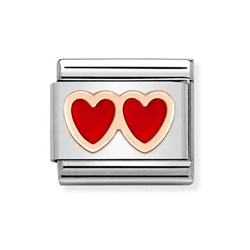 Nomination CLASSIC Rose Double Red Heart Charm