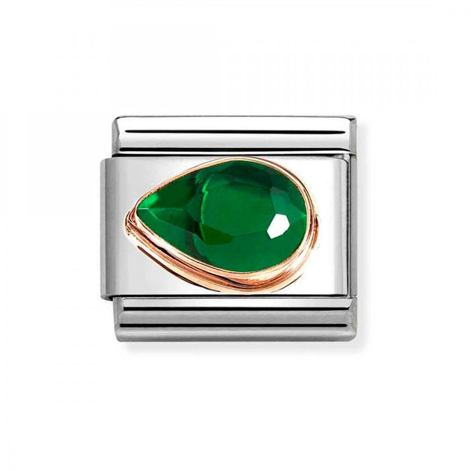 Nomination CLASSIC Rose Green Stone Drop Left Charm