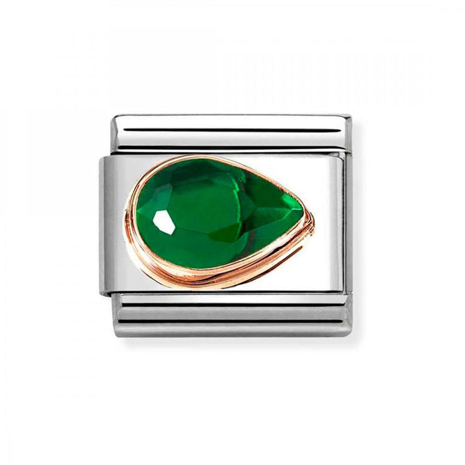 Nomination CLASSIC Rose Green Stone Drop Right Charm