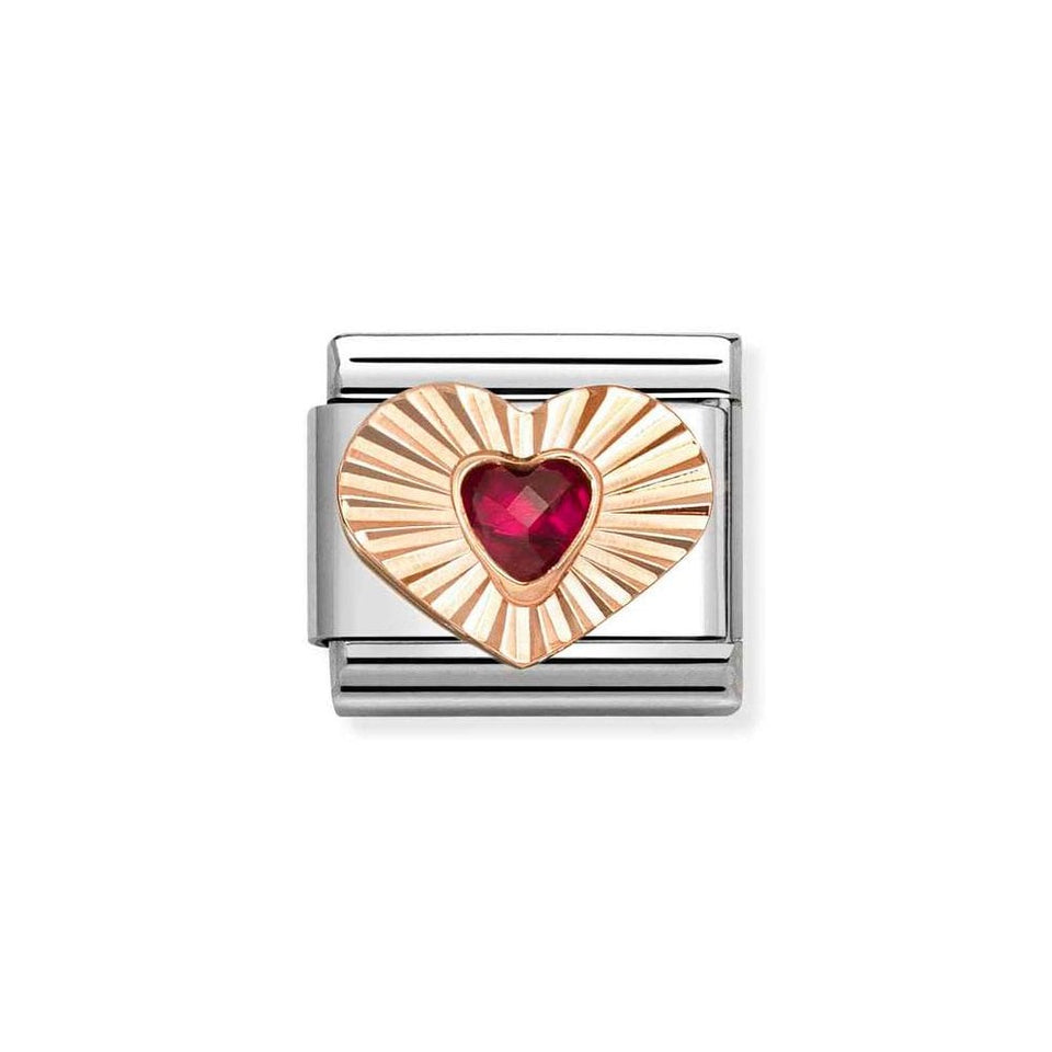 Nomination CLASSIC Rose Heart with Red Stone Charm