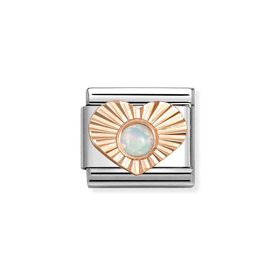 Nomination CLASSIC Rose Heart with White Opal Charm