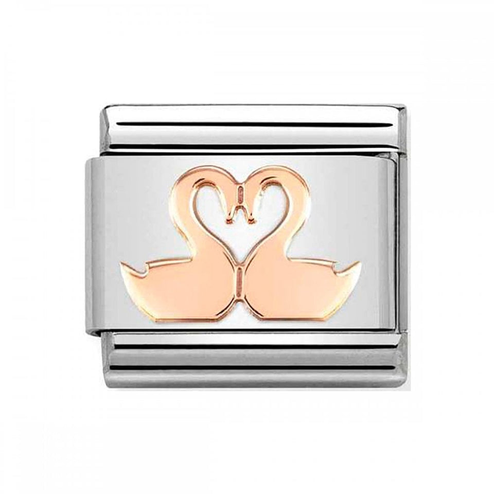 Nomination CLASSIC Rose Romance Double Swan Charm
