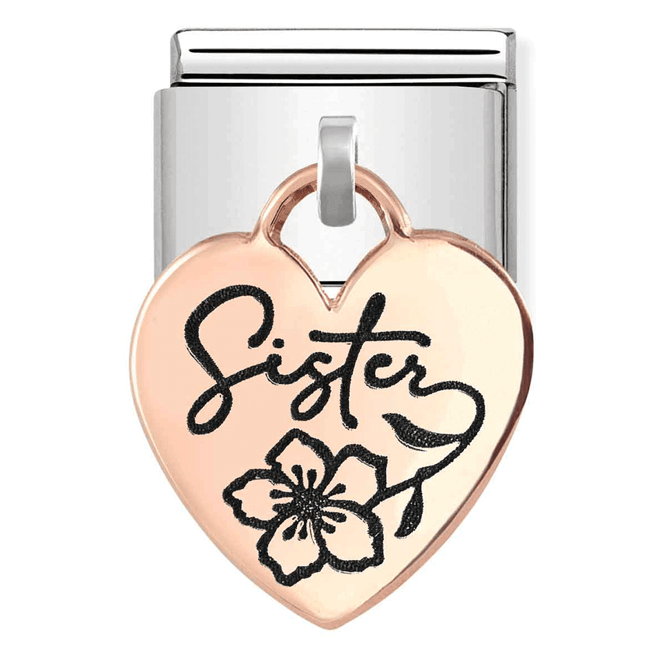 Nomination CLASSIC Rose Sister Heart Drop Charm