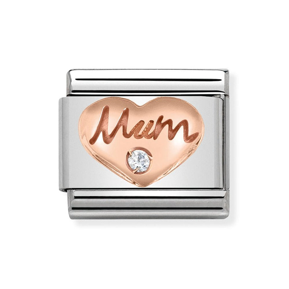 Nomination CLASSIC Rose Sparkling Mum Heart Charm