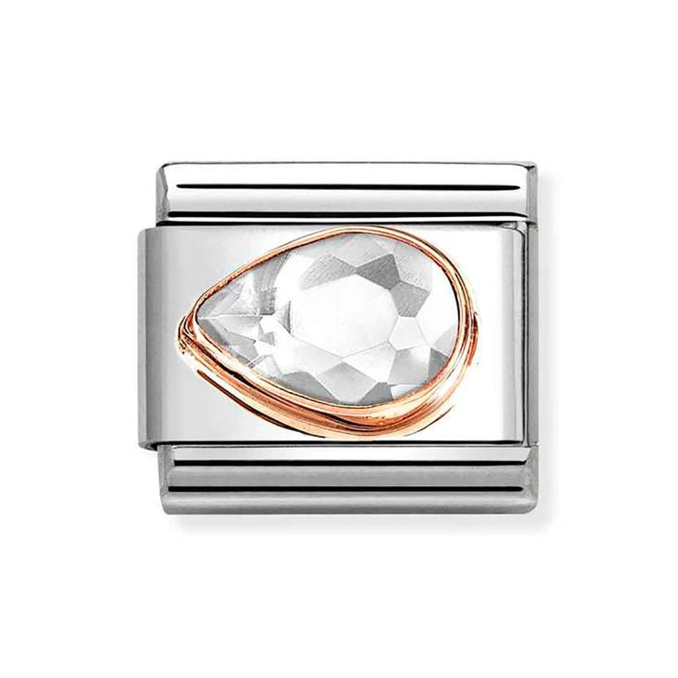 Nomination CLASSIC Rose White Stone Drop Left Charm
