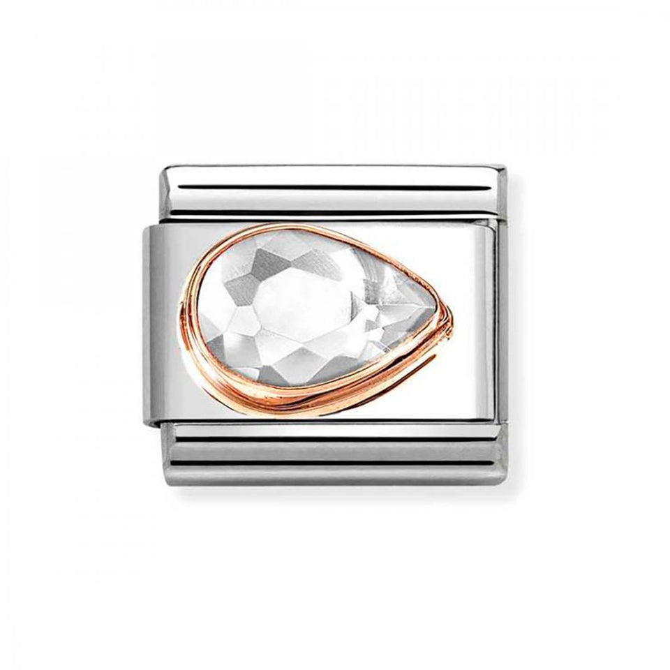 Nomination CLASSIC Rose White Stone Drop Right Charm