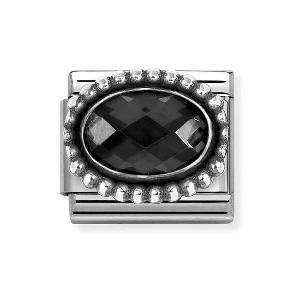 Nomination CLASSIC Silvershine Beaded Setting Black Stone Charm