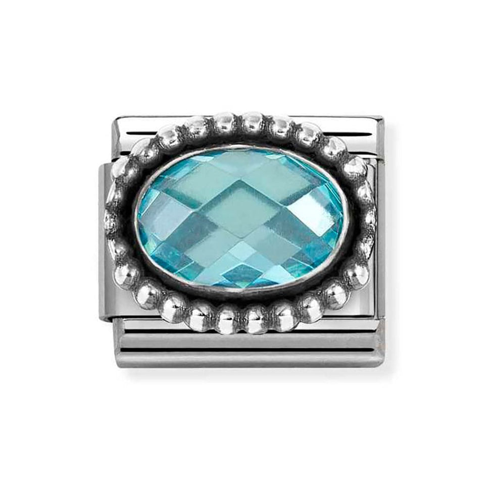 Nomination CLASSIC Silvershine Beaded Setting Light Blue Stone Charm