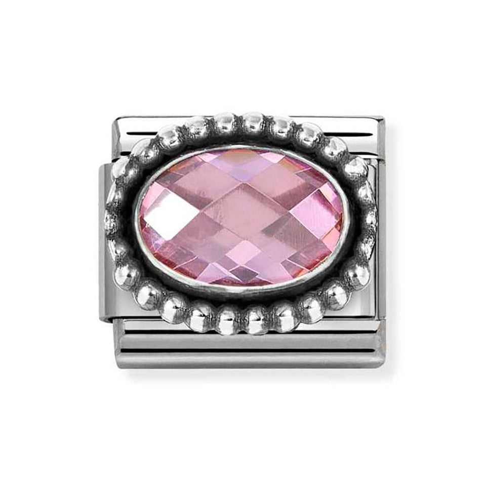 Nomination CLASSIC Silvershine Beaded Setting Pink Stone Charm