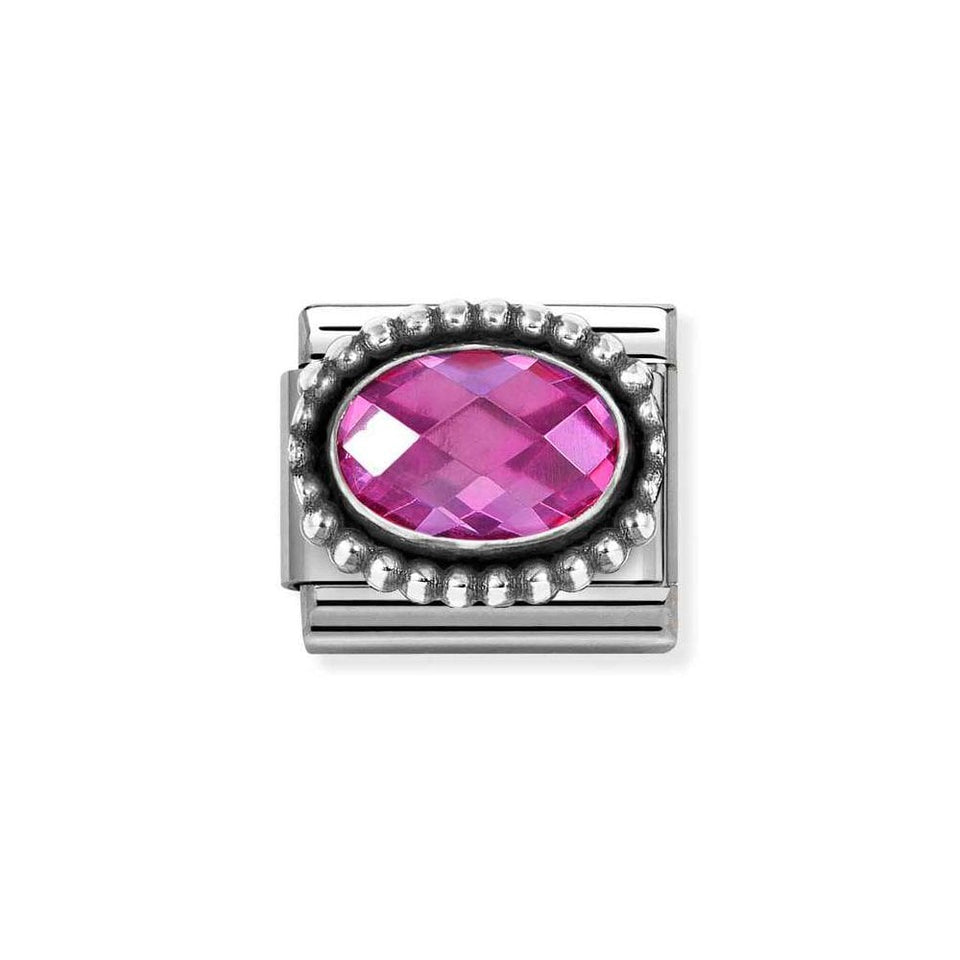 Nomination CLASSIC Silvershine Beaded Setting Pink Stone Charm