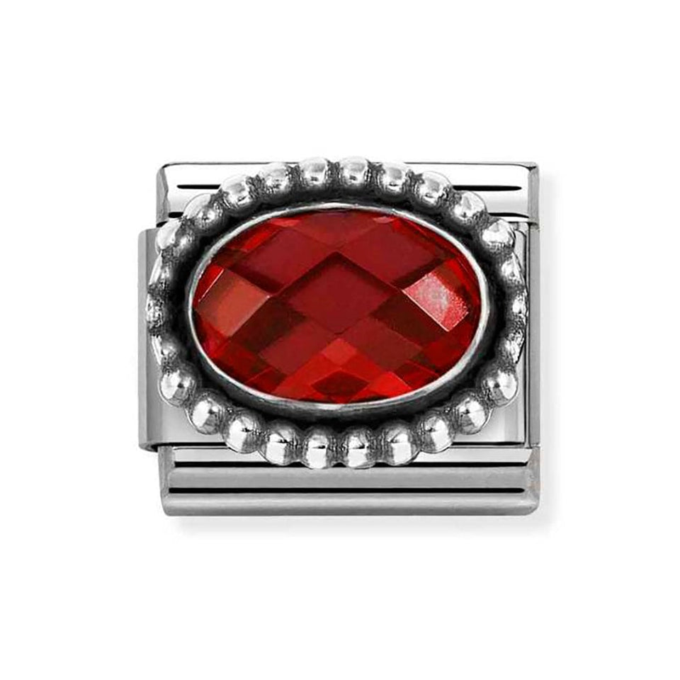 Nomination CLASSIC Silvershine Beaded Setting Red Stone Charm