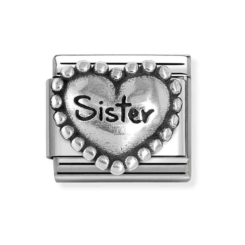 Nomination CLASSIC Silvershine Beaded Sister Heart Charm