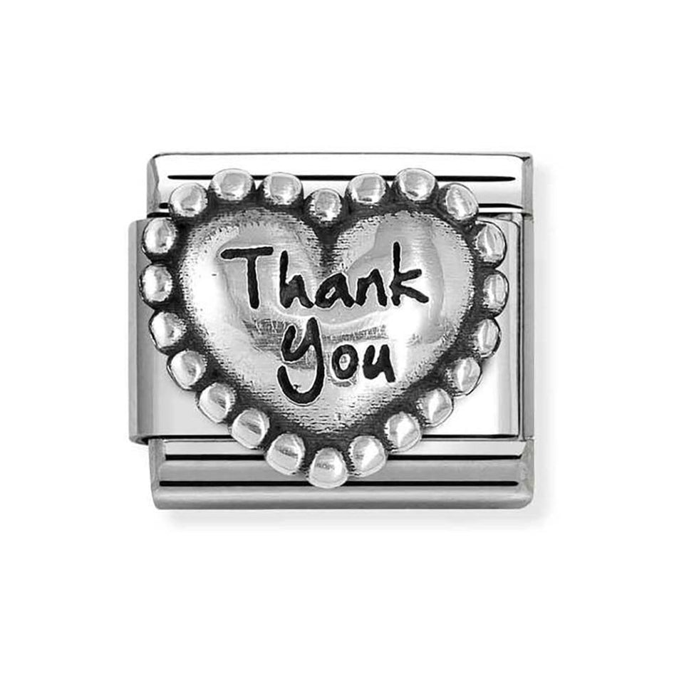 Nomination CLASSIC Silvershine Beaded Thank You Heart Charm