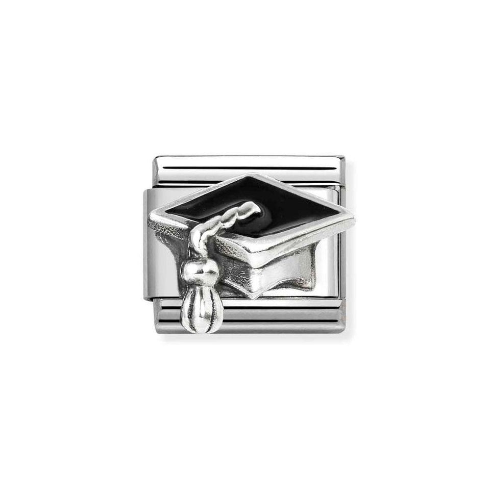 Nomination CLASSIC Silvershine Black Graduation Hat Charm
