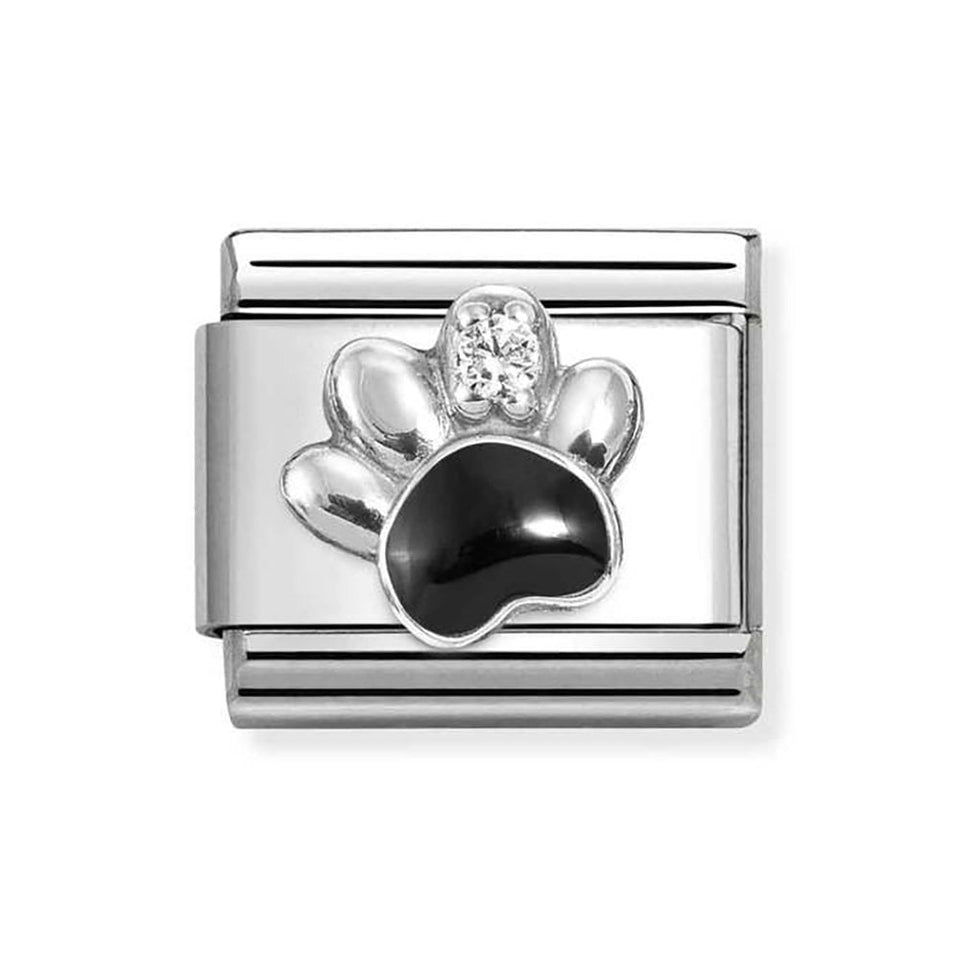 Nomination CLASSIC Silvershine Black Paw Print Charm