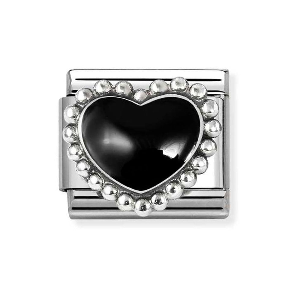 Nomination CLASSIC Silvershine Black Raised Heart Charm