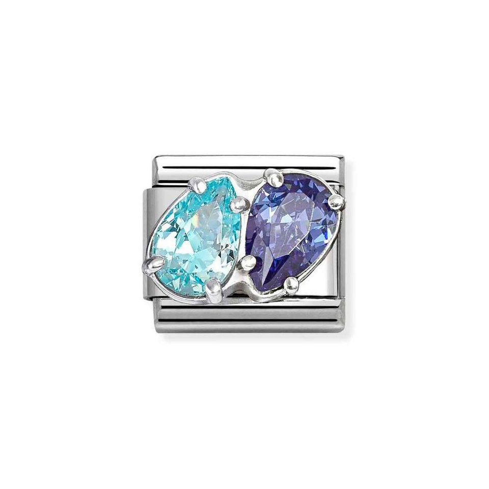 Nomination CLASSIC Silvershine Blue Double Drops Charm