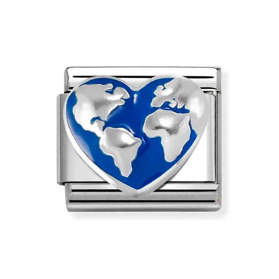 Nomination CLASSIC Silvershine Blue Heart Globe Charm