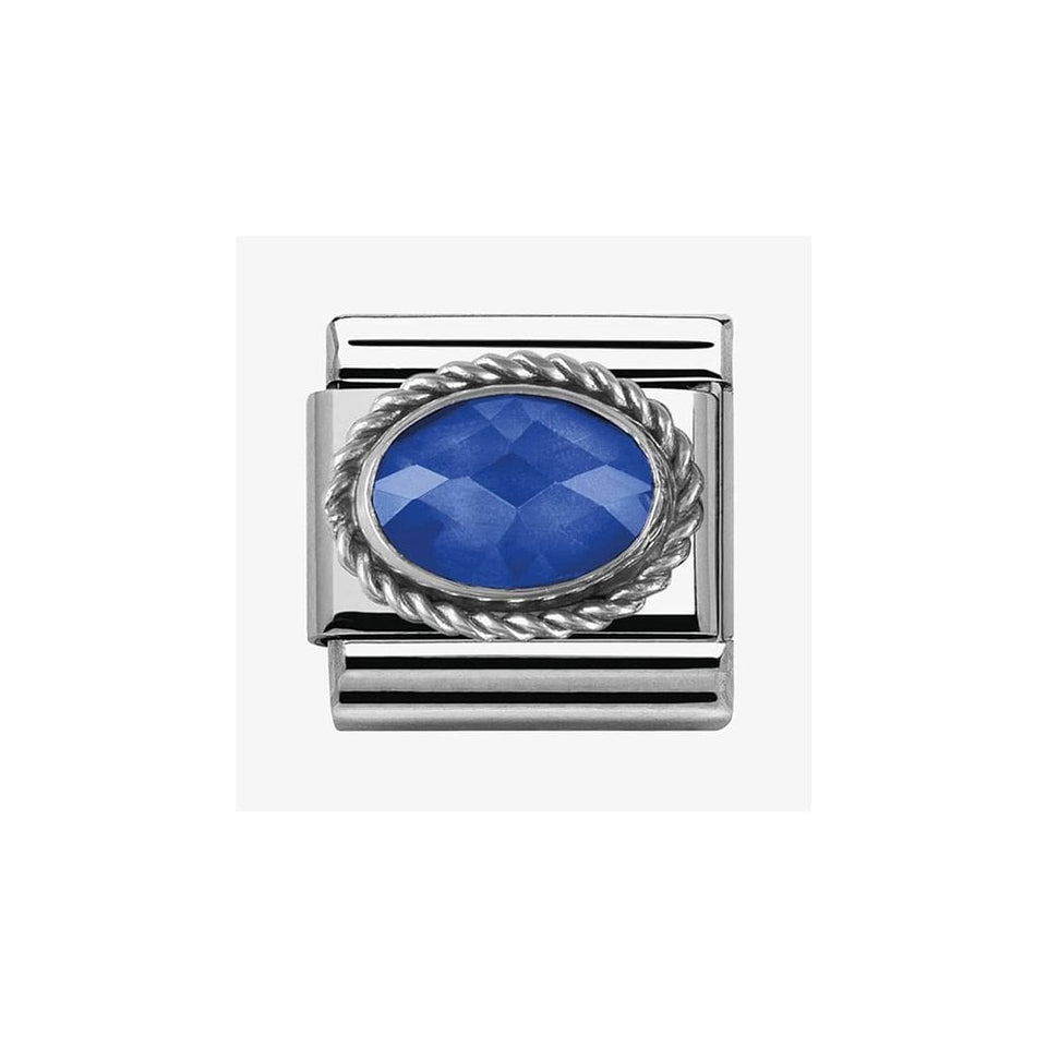 Nomination CLASSIC Silvershine Blue Ornate Oval Charm