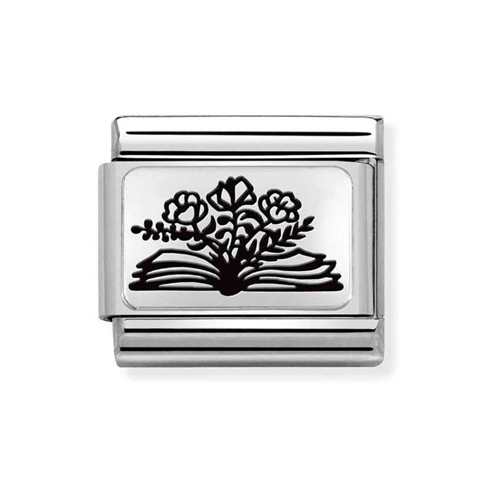Nomination CLASSIC Silvershine Book With Flowers Charm