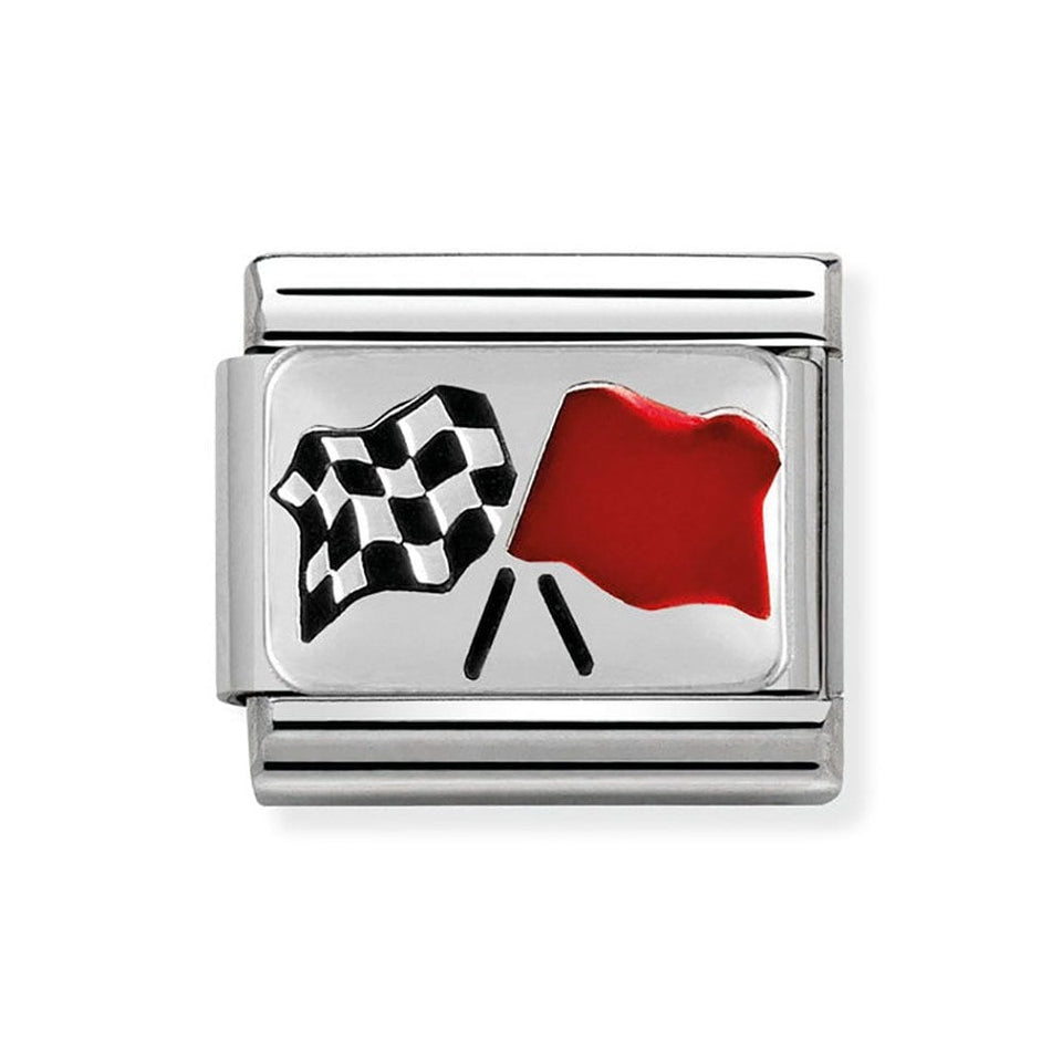 Nomination CLASSIC Silvershine Chequered Flag Charm