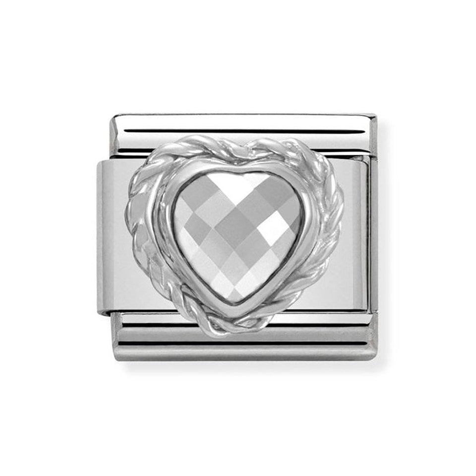 Nomination CLASSIC Silvershine Clear Faceted Heart Charm