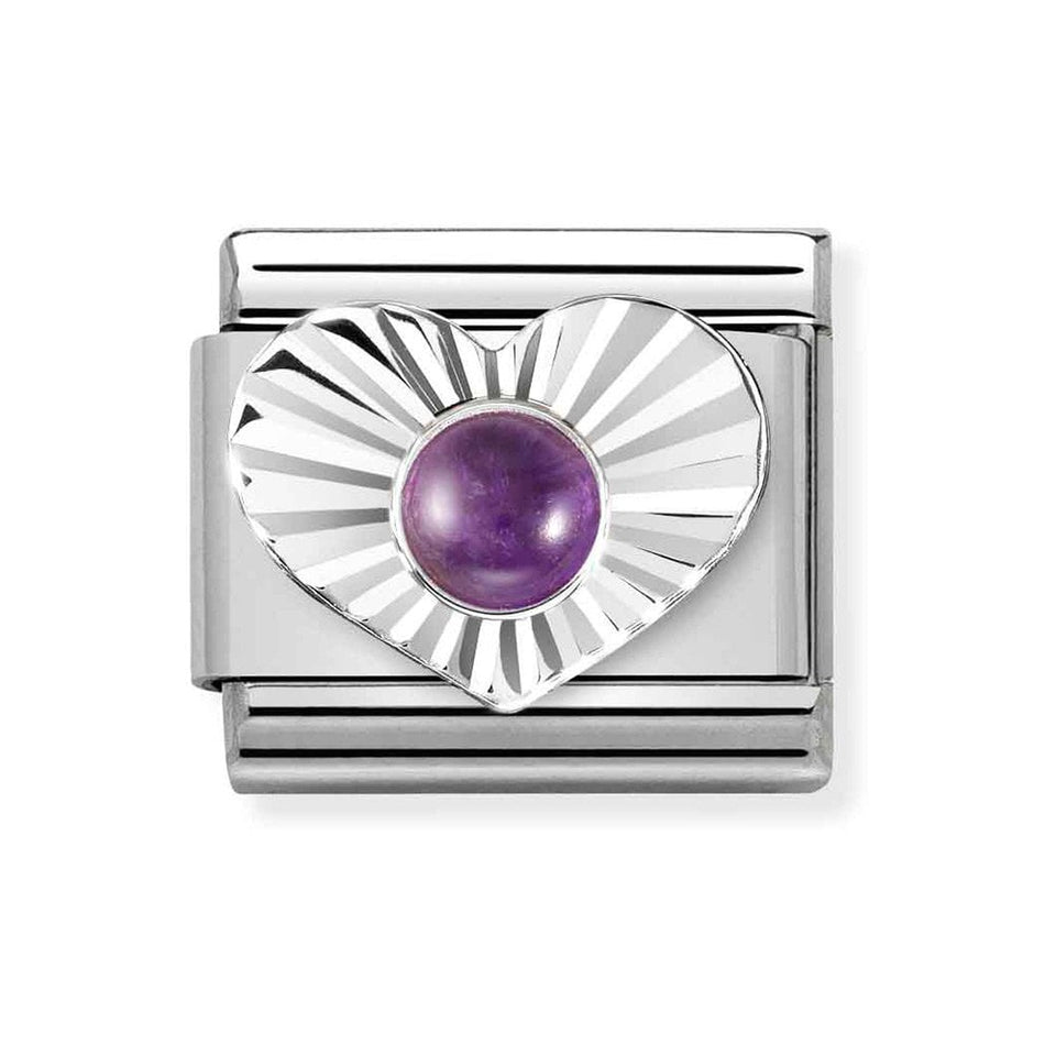 Nomination CLASSIC Silvershine Diamond Heart Amethyst Charm