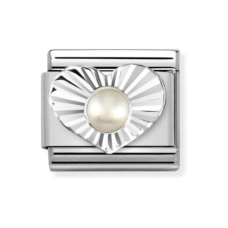 Nomination CLASSIC Silvershine Diamond Heart White Pearl Charm