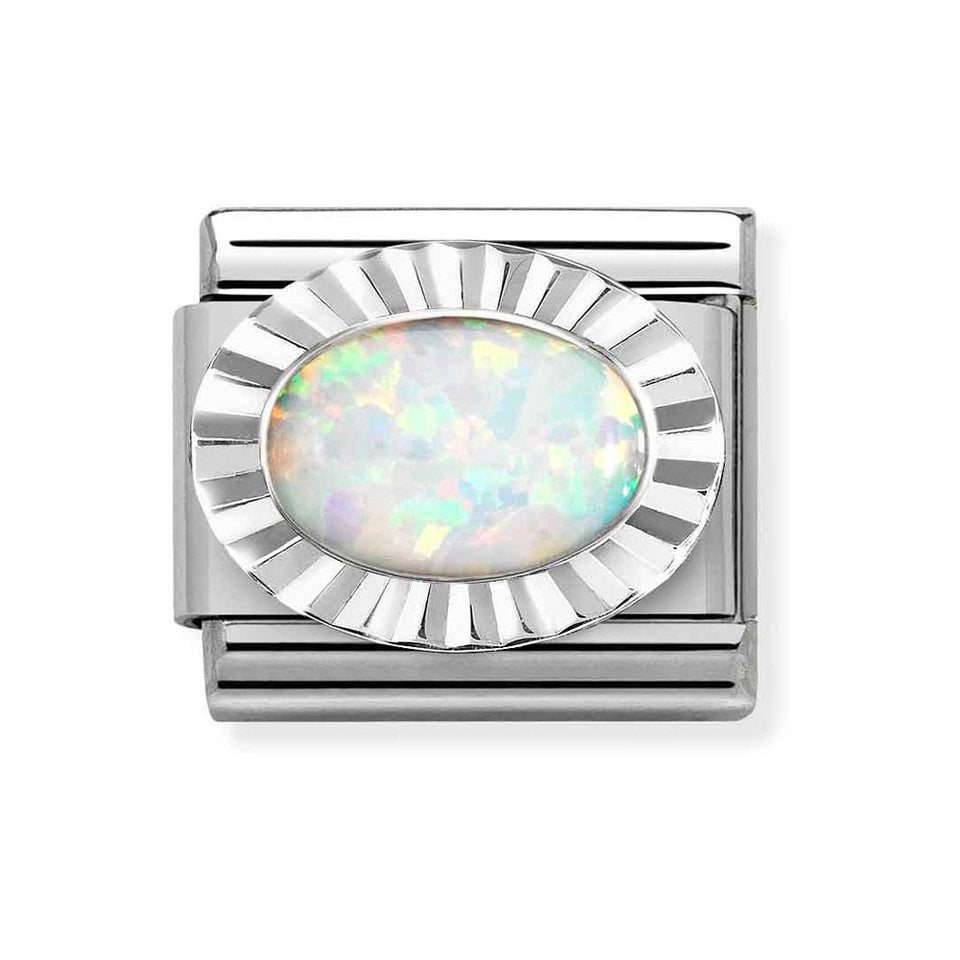 Nomination CLASSIC Silvershine Diamond Oval White Opal Charm