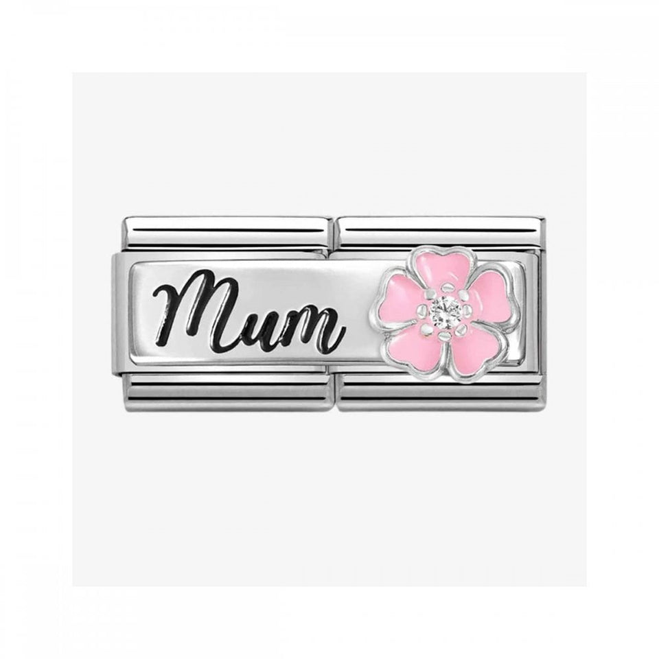 Nomination CLASSIC Silvershine Double Pink Flower Mum Charm