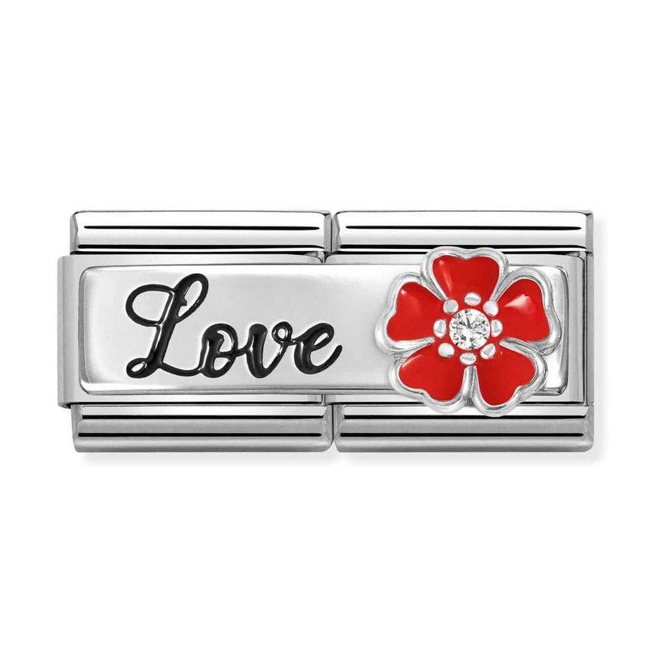 Nomination CLASSIC Silvershine Double Red Flower Love Charm