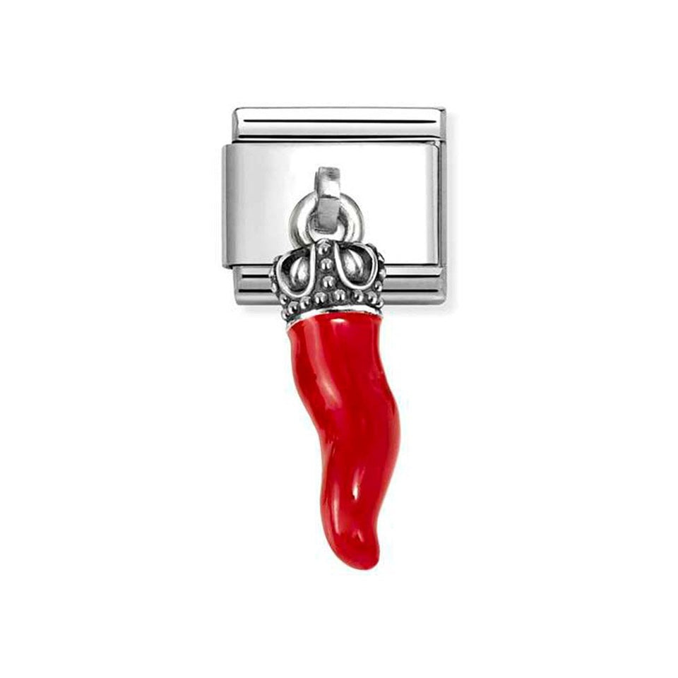 Nomination CLASSIC Silvershine Drop Corno Rosso Charm