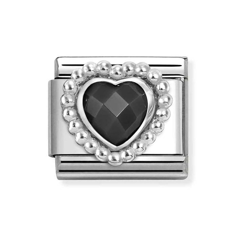 Nomination CLASSIC Silvershine Faceted Black Heart Charm