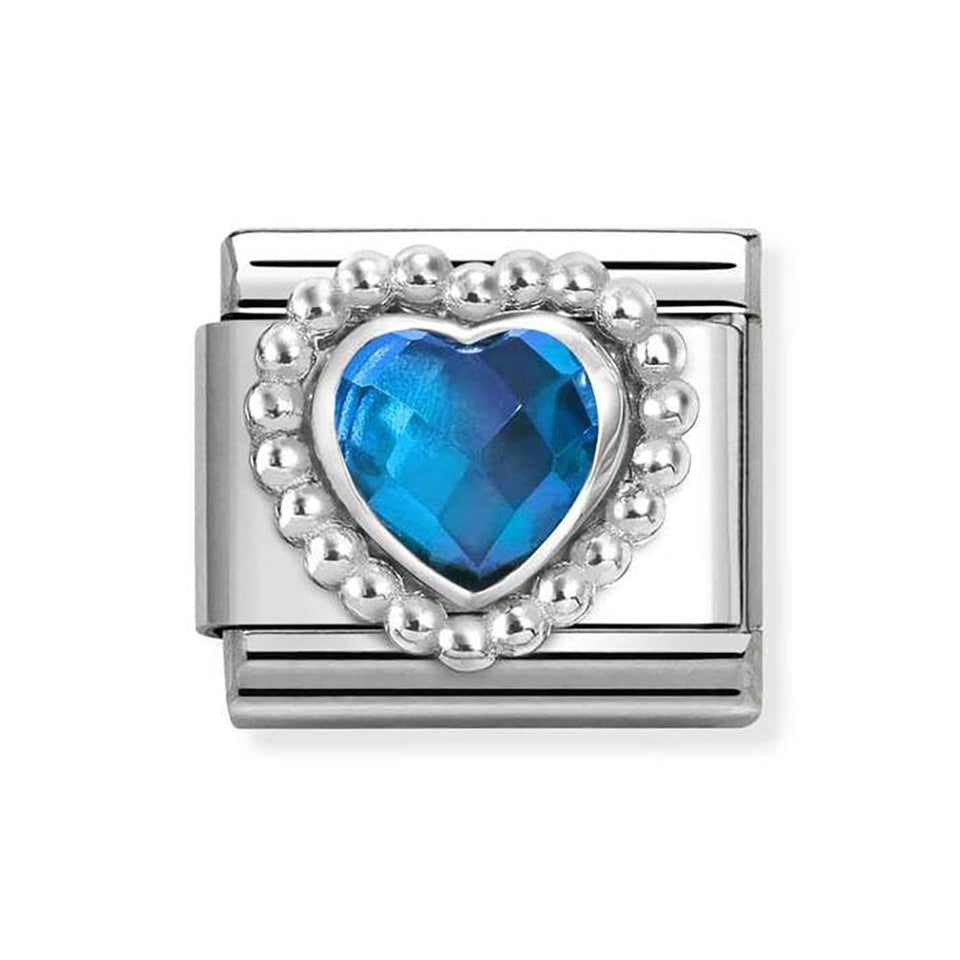 Nomination CLASSIC Silvershine Faceted Blue Heart Charm
