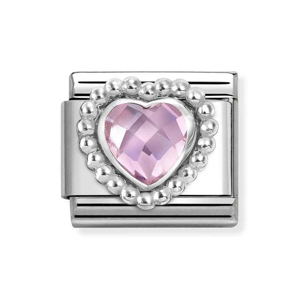 Nomination CLASSIC Silvershine Faceted Pink Heart Charm