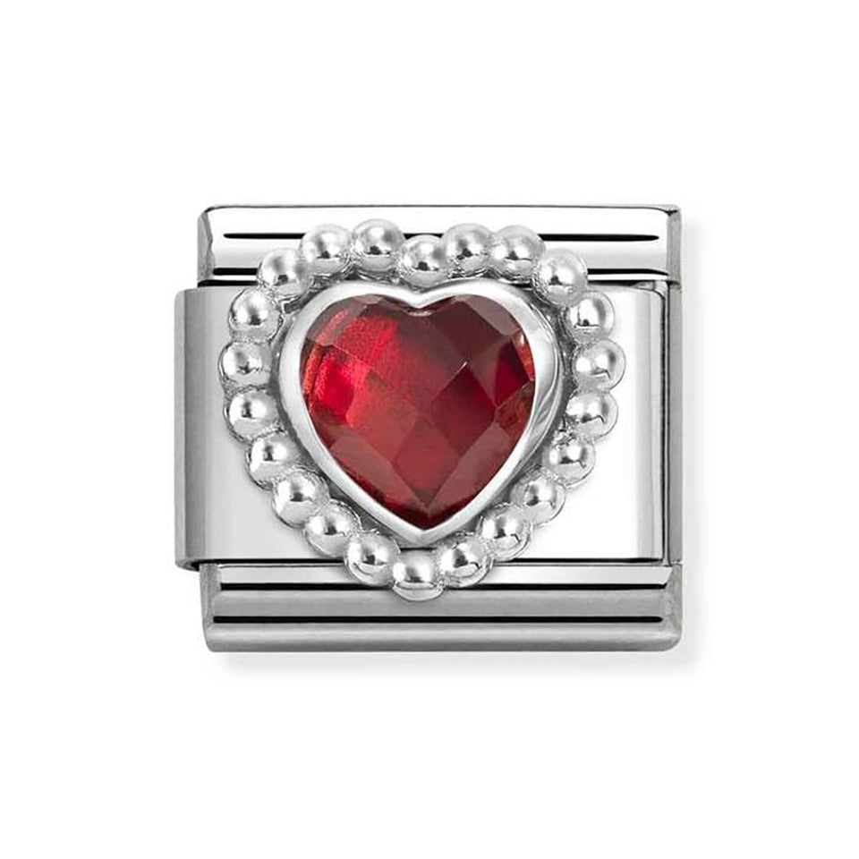 Nomination CLASSIC Silvershine Faceted Red Heart Charm