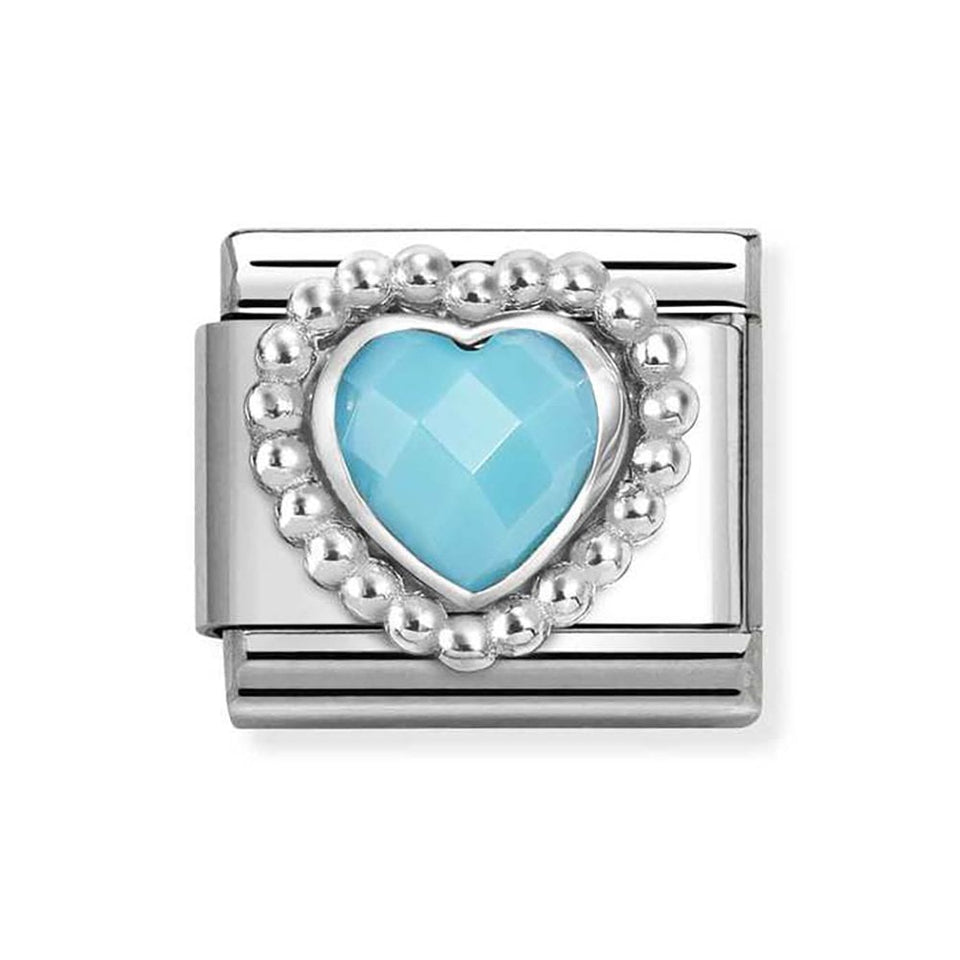 Nomination CLASSIC Silvershine Faceted Turquoise Heart Charm