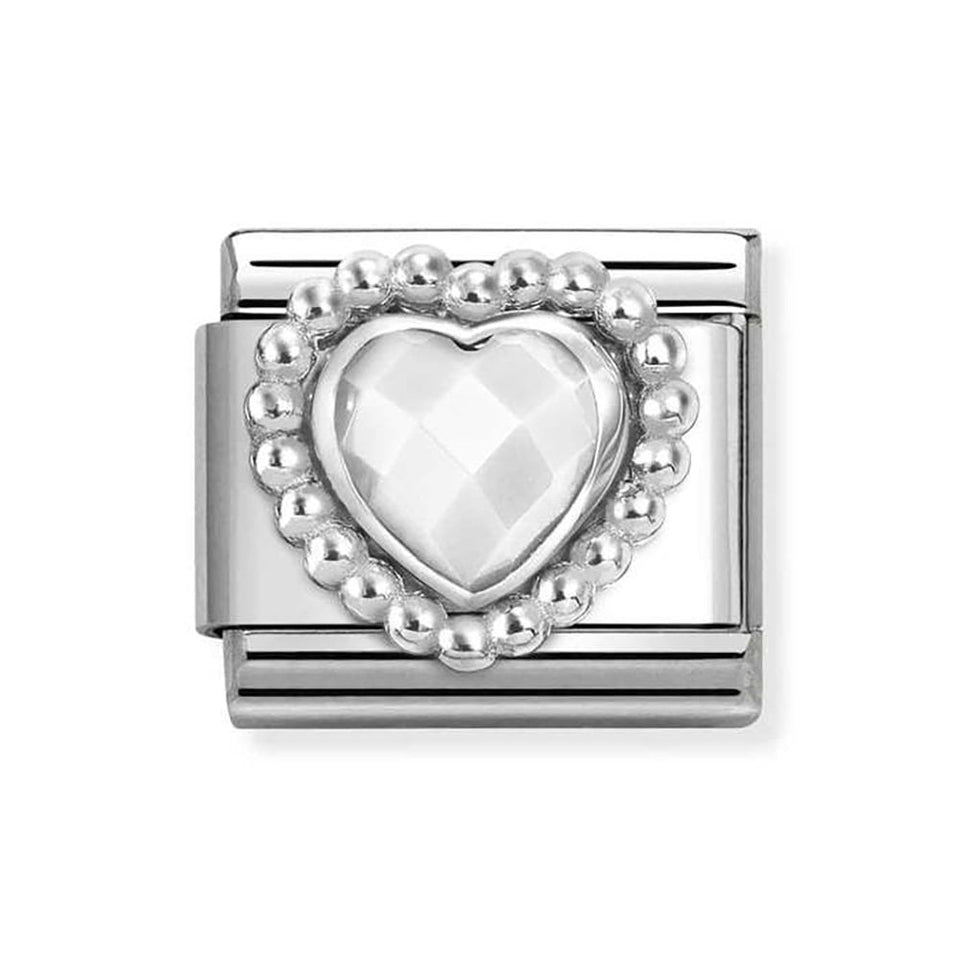 Nomination CLASSIC Silvershine Faceted White Heart Charm