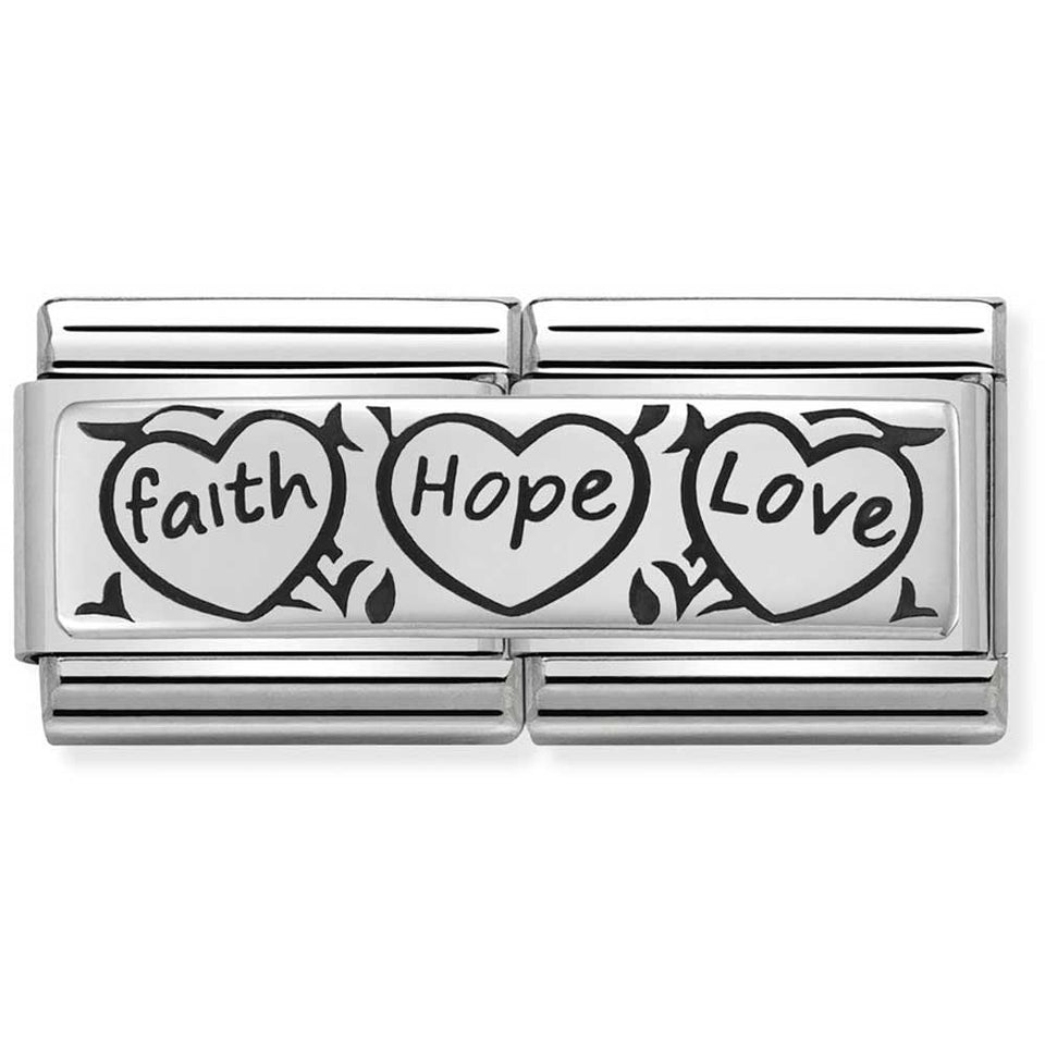 Nomination CLASSIC Silvershine 'FAITH, HOPE, LOVE' Double Charm