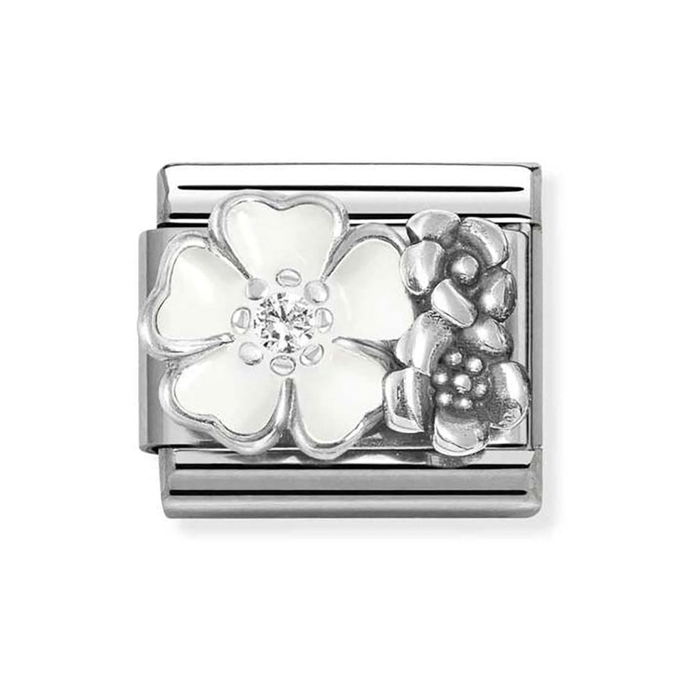 Nomination CLASSIC Silvershine Flowers with White Enamel Charm