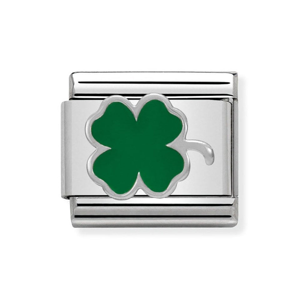 Nomination CLASSIC Silvershine Green Clover Charm