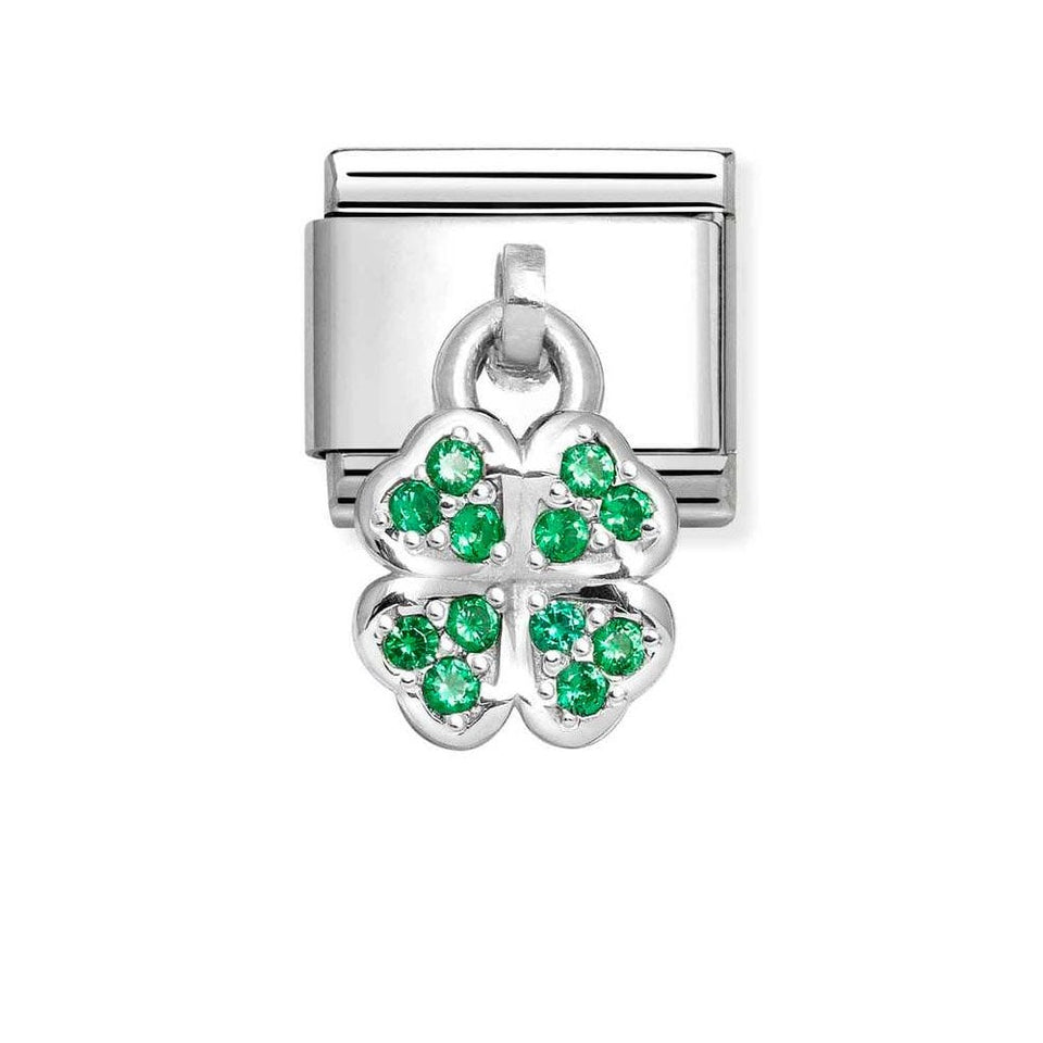 Nomination CLASSIC Silvershine Green Clover Charm