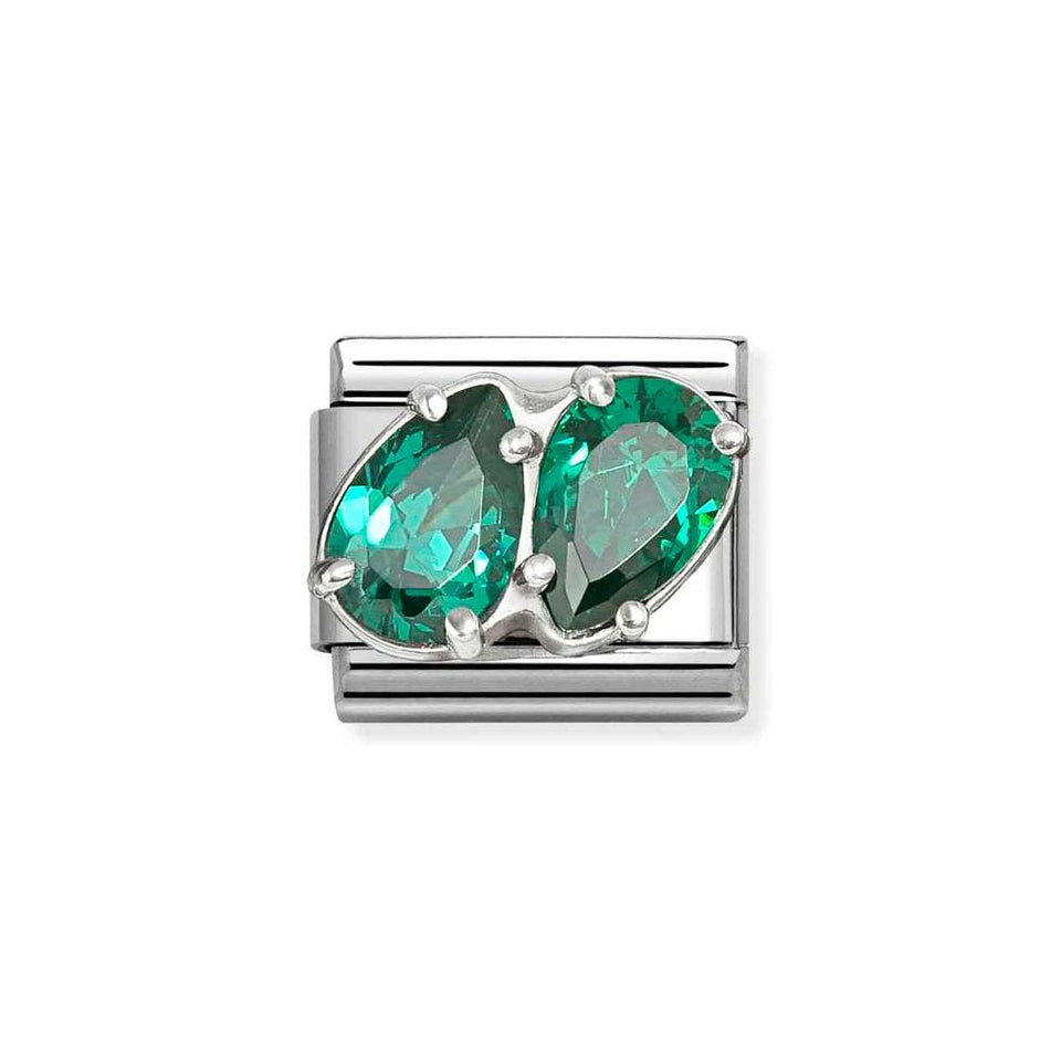 Nomination CLASSIC Silvershine Green Double Drops Charm