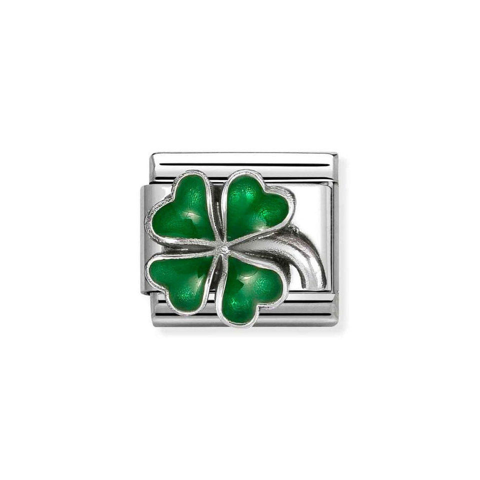 Nomination CLASSIC Silvershine Green Four Leaf Clover Charm
