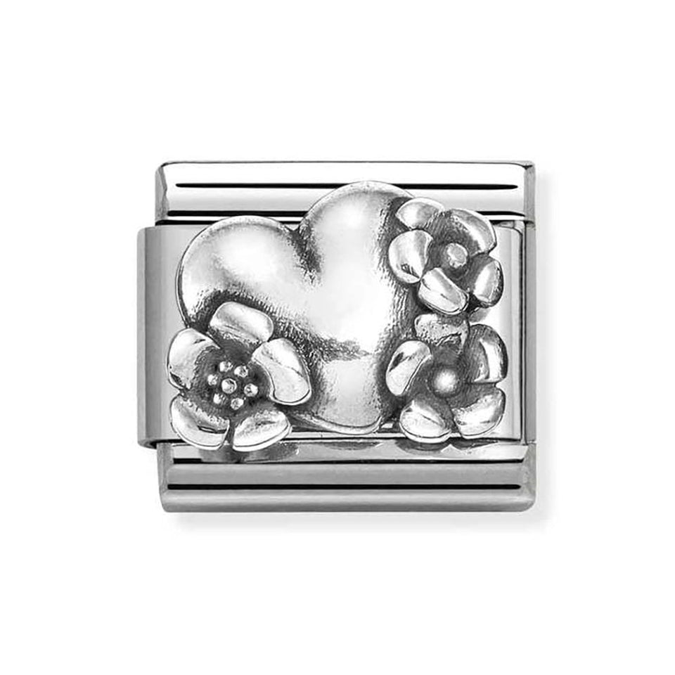 Nomination CLASSIC Silvershine Heart & Flowers Charm