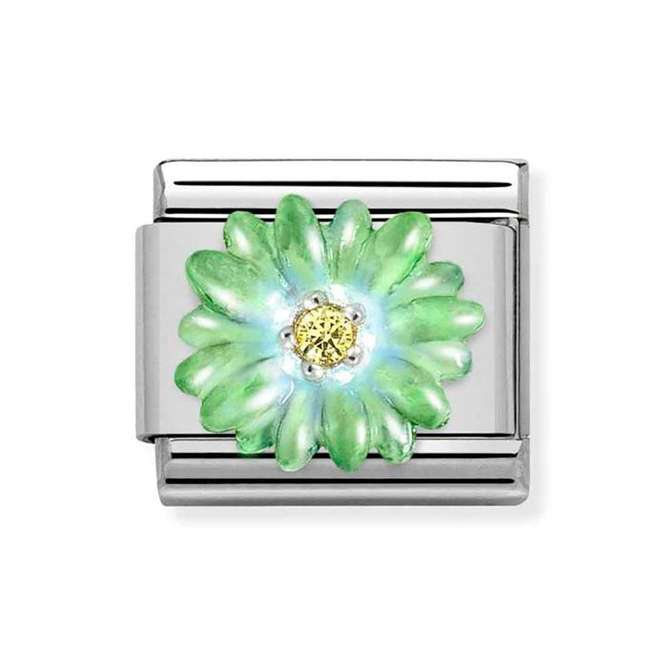 Nomination CLASSIC Silvershine Light Green Flower Charm